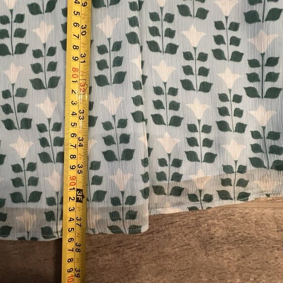 Ann Taylor Women’s Floral Tile Belted Shift Dress Size 10 Blue Green Mini Lined - Picture 7 of 8